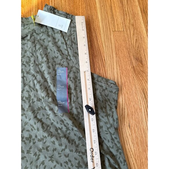 All In Motion XXL Sleeveless Boxy Fit Cropped Olive Green Floral Tank Top - Picture 8 of 8